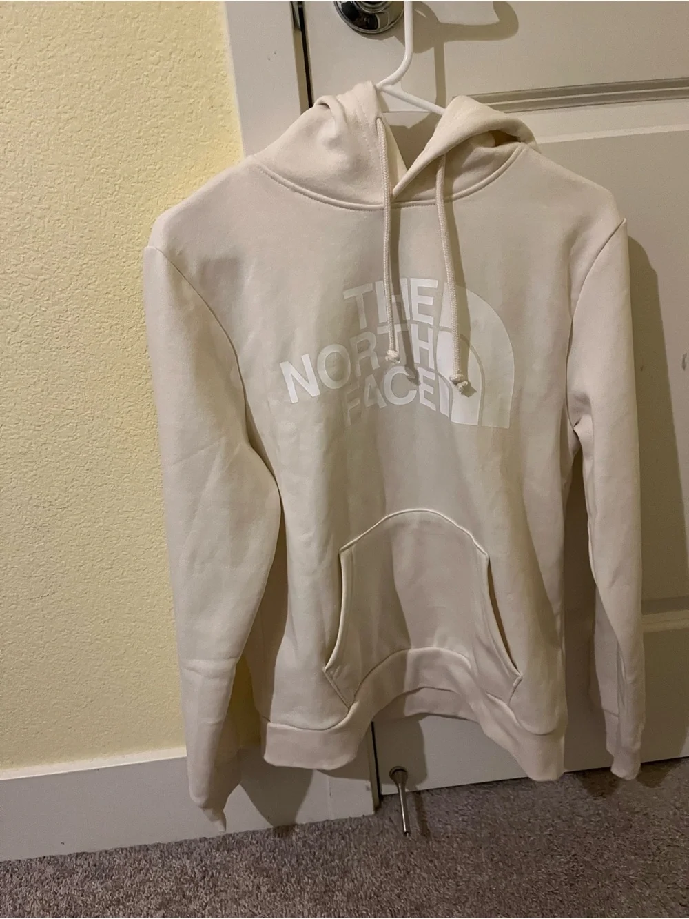 The North Face Cream Pullover Hoodie with White Logo